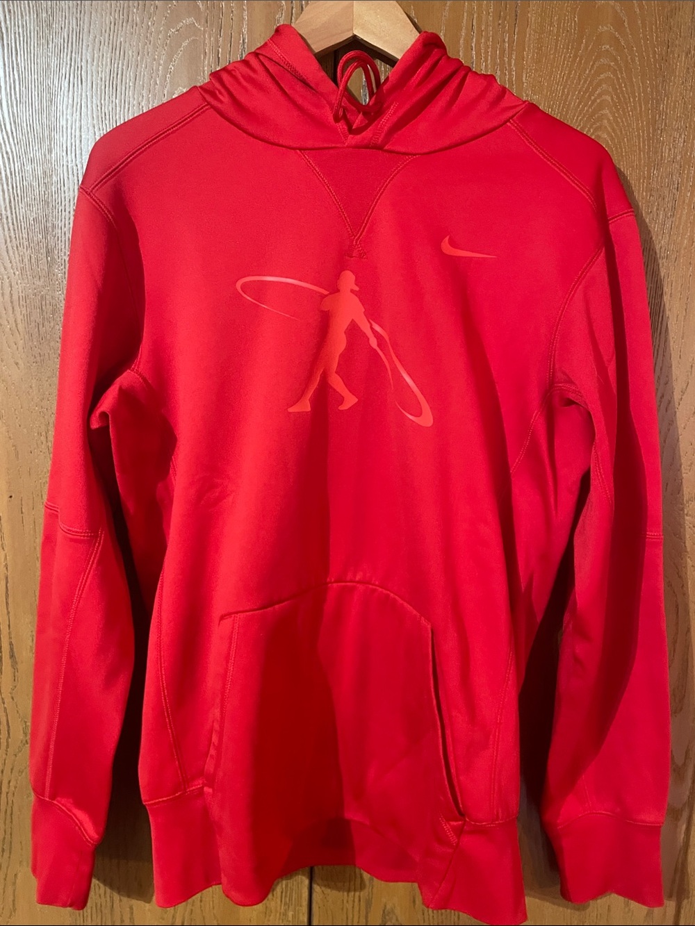 Nike Men’s Red Crewneck Hoodie with Subtle Swoosh